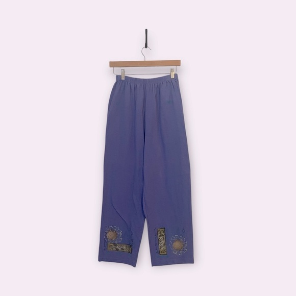 Blue Fish | Hand Painted Cotton Lounge Pants Purple Size 0/Medium Lagenlook - Picture 1 of 13